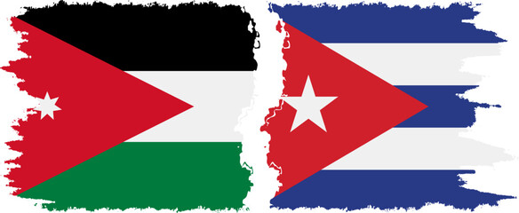Cuba and Jordan grunge flags connection vector