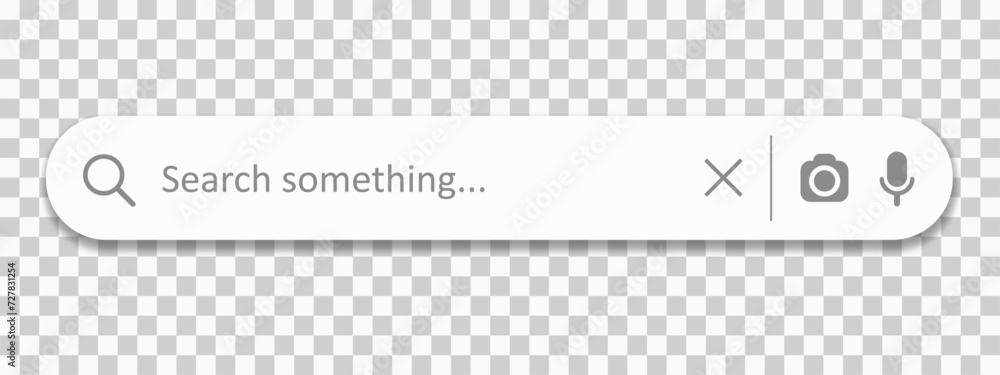 Fototapete Search bar web page internet browser button, search box template isolated for UI UX design and web site, white search box with shadow on transparent background