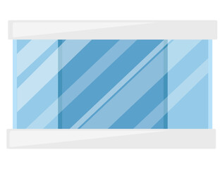 Empty rectangular glass aquarium with white lid vector illustration isolated on white background