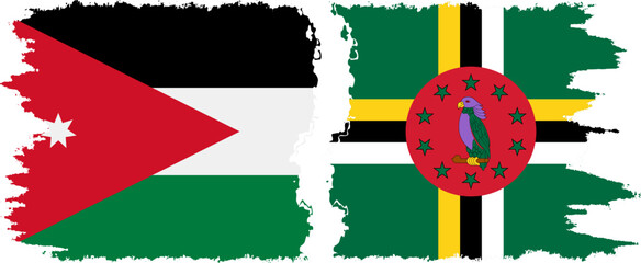 Dominica and Jordan grunge flags connection vector