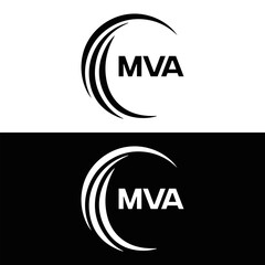 MVA logo. MVA set , M V A design. White MVA letter. MVA, M V A letter logo design. Initial letter MVA letter logo set, linked circle uppercase monogram logo. M V A letter logo vector design.	
