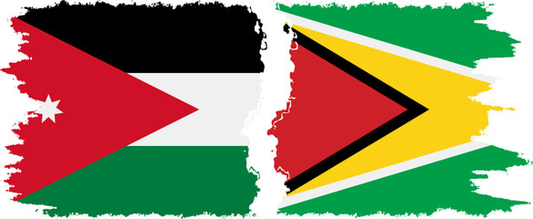 Guyana and Jordan grunge flags connection vector