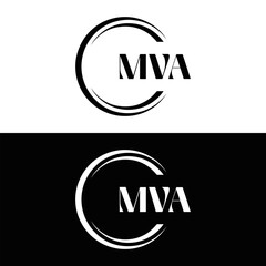 MVA logo. MVA set , M V A design. White MVA letter. MVA, M V A letter logo design. Initial letter MVA letter logo set, linked circle uppercase monogram logo. M V A letter logo vector design.	
