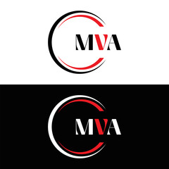 MVA logo. MVA set , M V A design. White MVA letter. MVA, M V A letter logo design. Initial letter MVA letter logo set, linked circle uppercase monogram logo. M V A letter logo vector design.	
