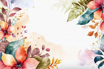 Obraz na płótnie Canvas Beautiful watercolor floral frame design. Generative ai