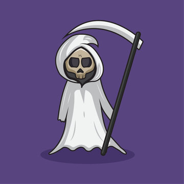 Angel of death cartoon icon illustration, suitable for stickers or avatars.
