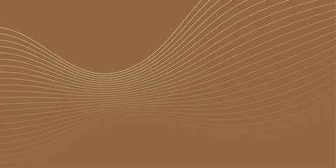 Abstract background with waves for banner. Medium banner size. Vector background with lines. Brown color. Interior. Brochure, booklet. Coffee, cafe
