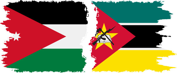 Mozambique and Jordan grunge flags connection vector