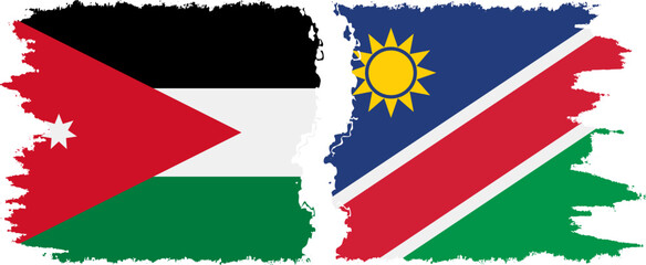 Namibia and Jordan grunge flags connection vector