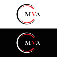 MVA logo. MVA set , M V A design. White MVA letter. MVA, M V A letter logo design. Initial letter MVA letter logo set, linked circle uppercase monogram logo. M V A letter logo vector design.	
