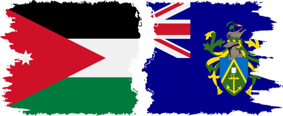 Pitcairn Islands and Jordan grunge flags connection vector