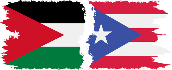 Puerto Rico and Jordan grunge flags connection vector