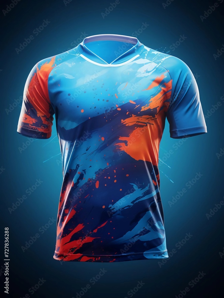 Wall mural sports t-shirt design, jersey mockup for football club