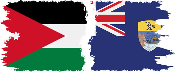 Saint Helena and Jordan grunge flags connection vector