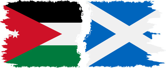 Scotland and Jordan grunge flags connection vector