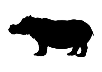 hippopotamus silhouette - vector illustration