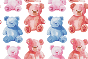 Pastel Valentine Teddy Bear Hearts Pattern