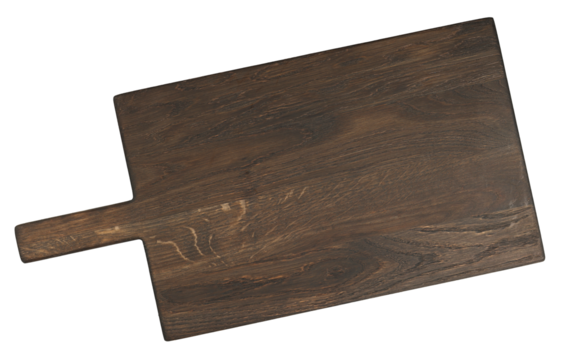 Dark brown wooden cutting board isolated