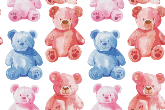 Pastel Valentine Teddy Bear Hearts Pattern