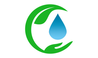 hand care nature with water vector logo