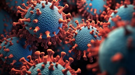 Obraz premium Close-up of viruses under microscope