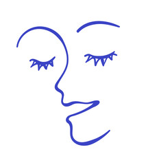 Continuous one line drawing abstract face