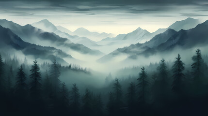 Obraz premium Majestic mountains, panoramic peaks PPT background