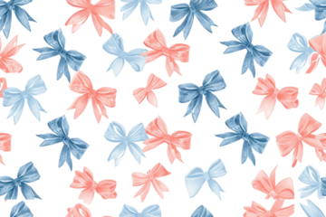 Pastel Valentine Hearts and Bows Pattern