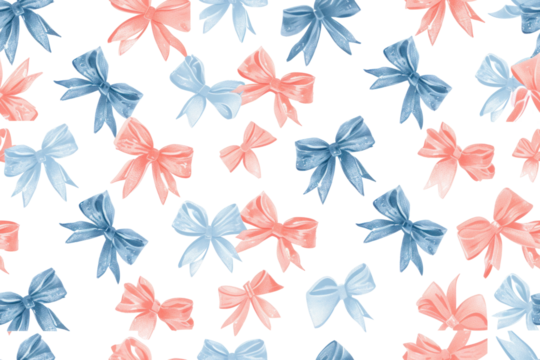 Pastel Valentine Hearts and Bows Pattern - Powered by Adobe