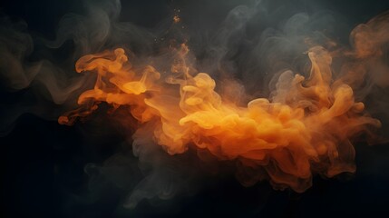 a black background with orange and yellow smoke