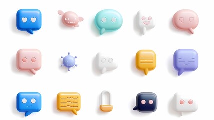 3D chat bubble icon set