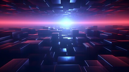 an abstract image of cubes with a bright light in the middle