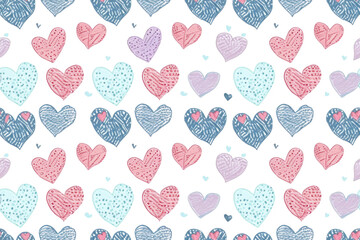 Pastel Hearts Seamless Pattern for Valentine's Day