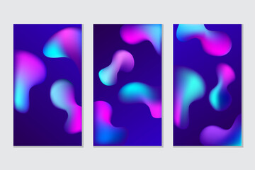  Set of abstract fluid backgrounds Colorful liquid shapes Vector illustration