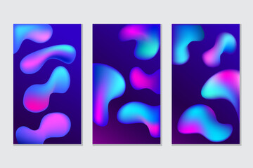 Set of abstract vector banners with liquid gradient shapes Colorful fluid backgrounds for social media