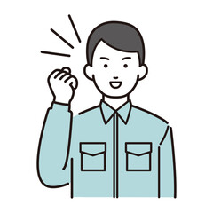 ガッツポーズをする作業員イラスト