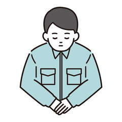 お辞儀をする作業員イラスト