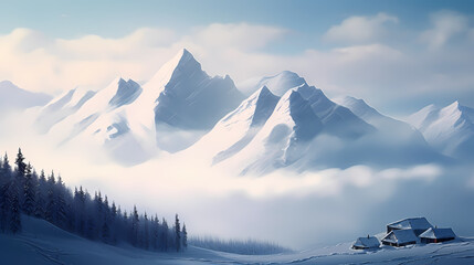 Stunning mountains, panoramic peaks PPT background