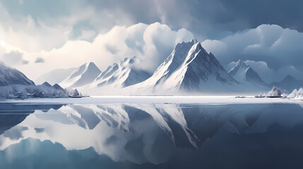 Stunning mountains, panoramic peaks PPT background