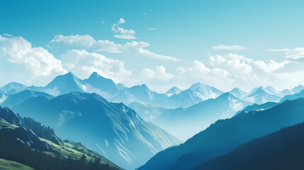 Stunning mountains, panoramic peaks PPT background