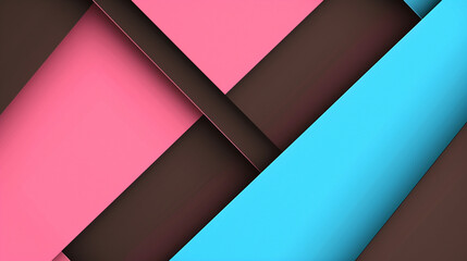 Strawberry pink, neon blue, and dark chocolate brown color abstract shape background vector...