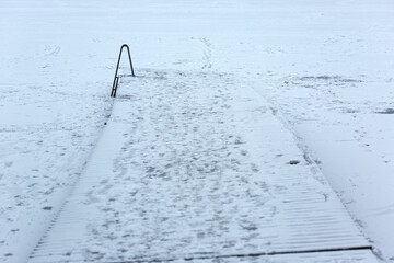 Frozen dock in norwegian winter