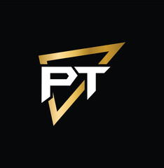 Letter PT Logo Design with Triangle , Creative Minimal TP Monogram
