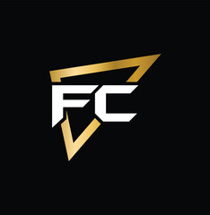 letter FC logo design illustration vector art with triangle.