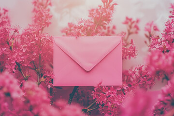 letter with a pink color and a envelope and a professional overlay on the message