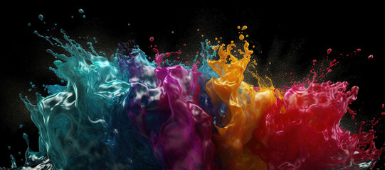 colorful watercolor ink splashes, paint 102 - obrazy, fototapety, plakaty