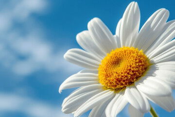 close-up of a blooming daisy, its white petals pure and pristine