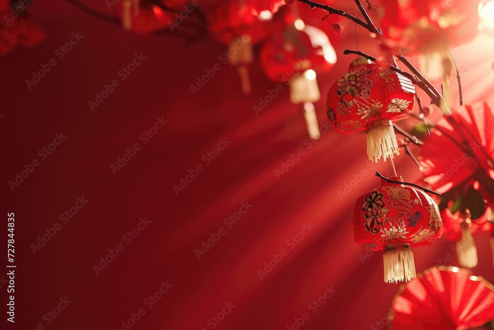 Poster card with a red color and a text and a professional overlay on the greeting