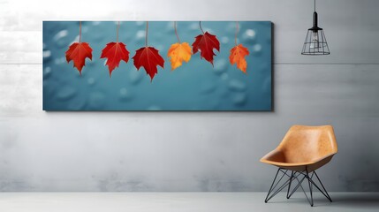 a chair and a painting hanging on a wall
