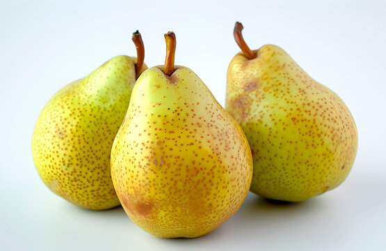 Juicy and tasty pears on the white background.